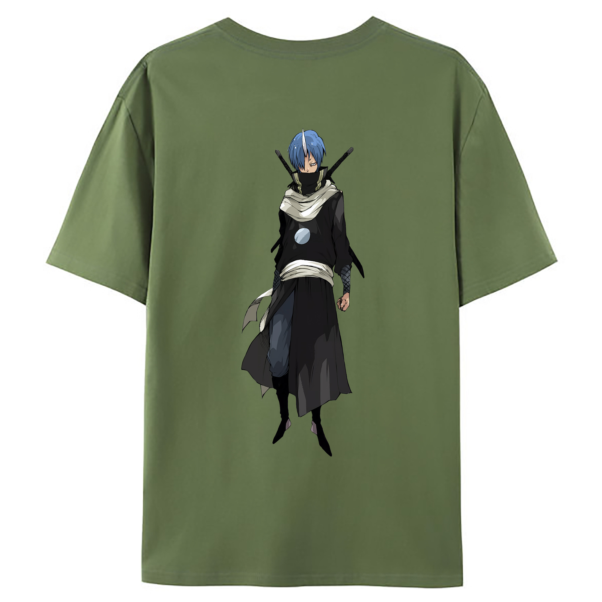 （画像用） 転スラ Regarding Reincarnated to Slime 綿100％ メンズ半袖Tシャツ（バックプリント） 通気性